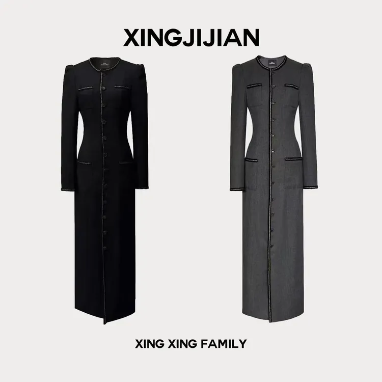 XINGXING 伦敦香风 春季 时尚气质女士黑色收腰显瘦设计师款 风衣