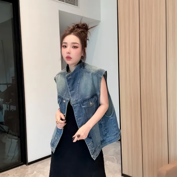 (丽丽推荐)设计款牛仔马甲