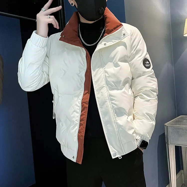 撞色立领棉衣外套男士冬季加厚保暖夹克上衣2025新款痞帅休闲袄子
