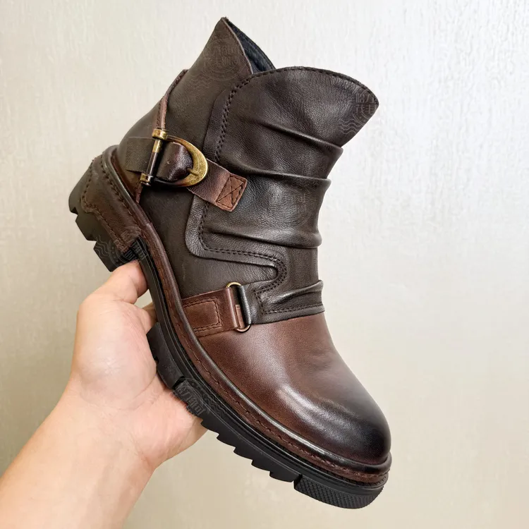 中帮休闲风拉链高帮厚款马丁靴男鞋男款靴子皮鞋男款爆款2025新款