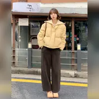 法儿家韩国限定【双十二92折】【暖光双拼】FS510W045针织翻领羽绒服