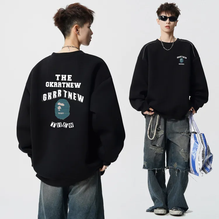 明尼凯套头圆领秋冬季长袖简约男青少年秋季卫衣卡通动漫保暖外套