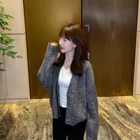 【贤儿专属】小香风V领短款针织开衫秋冬厚款毛衣外套女TUDJ-95901