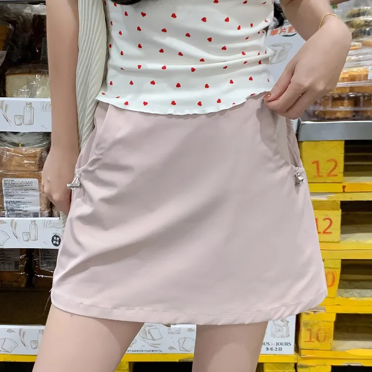 粉色工装短裙女2025夏季新款防走光包臀a字半身裙小个子运动裙裤