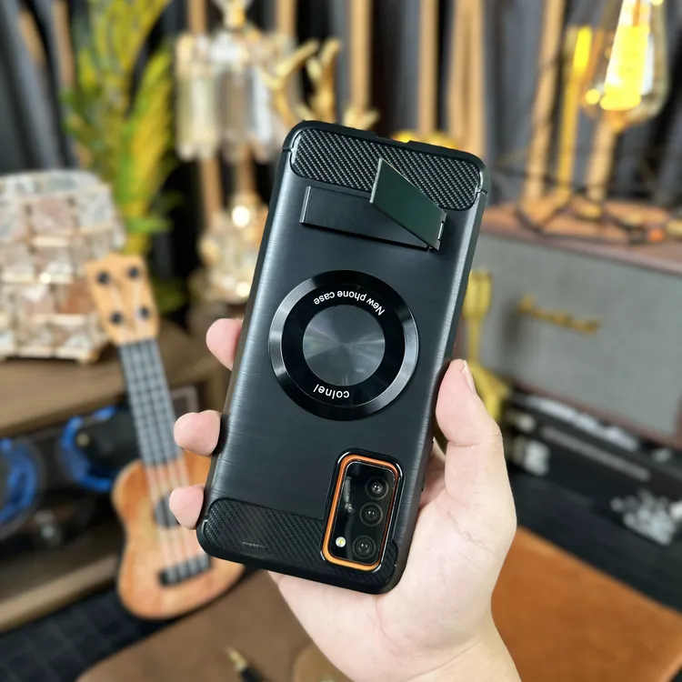 【碳纤维拉丝纹+金属一字支架】适用于荣耀V30手机壳防摔