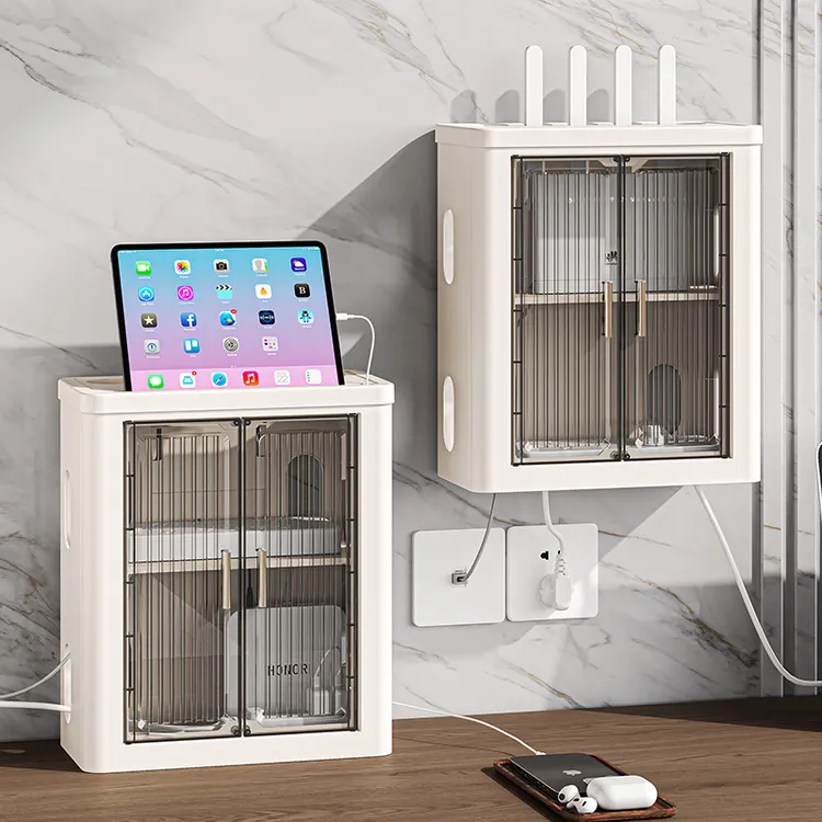 路由器收纳盒放置架无线wifi机顶盒电视柜置物架插座电线整理神器