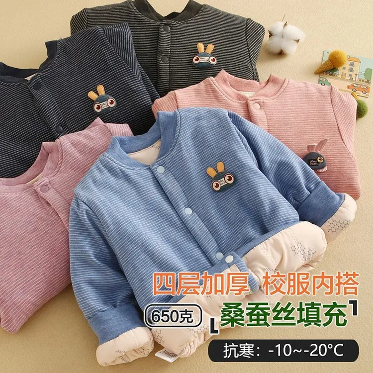 儿童棉衣四层加厚冬季男女童棉服德绒保暖外套中大童棉袄校服神