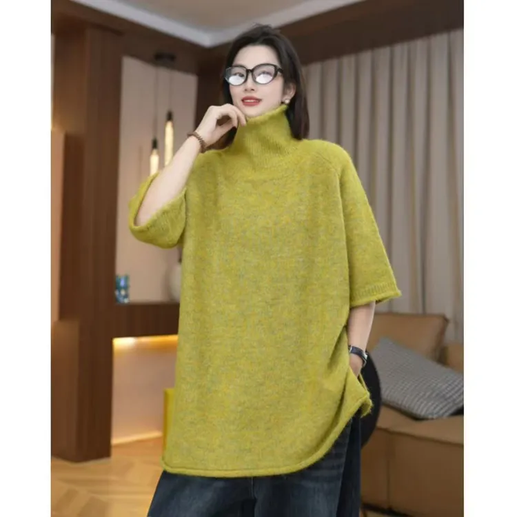 【德尔尼】加厚冬季高领毛衣高级感女套头慵懒风软糯针织上衣