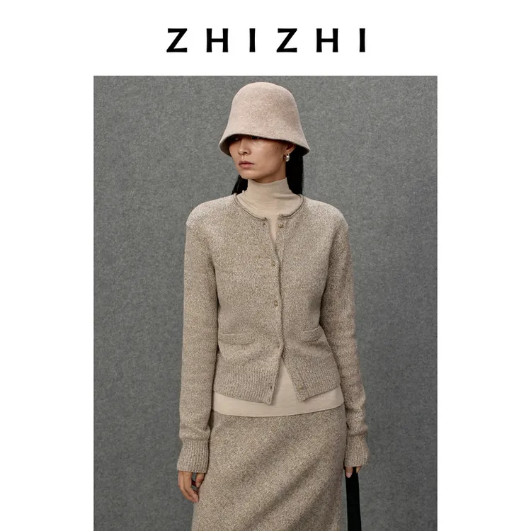 致知 霜叶飞 静奢风圆领短款羊毛开衫ZZ2EWKGL134 ZZ2EWKGL010