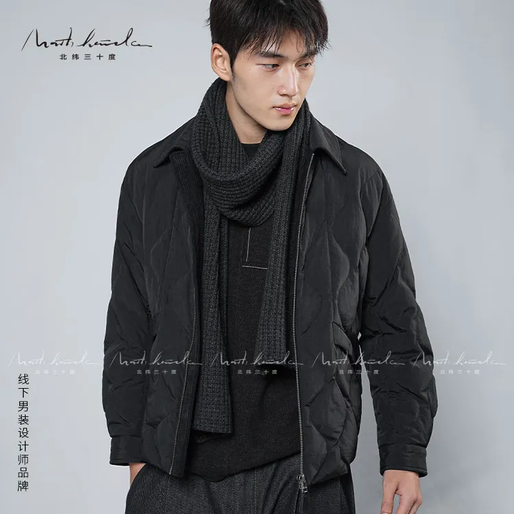 北纬三十度轻薄葫芦纹秋冬羽绒服男装新款保暖休闲时尚宽松羽绒服
