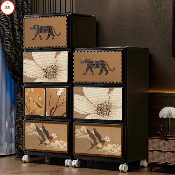 飘窗收纳柜家用客厅抽屉式空间利用置物柜可移动中古风法式储物柜