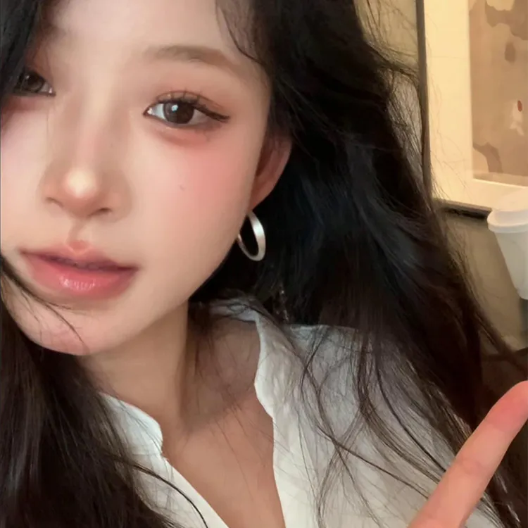 铜合金耳饰 个性磨砂扁圈耳环女轻奢高级独特气质夸张耳饰
