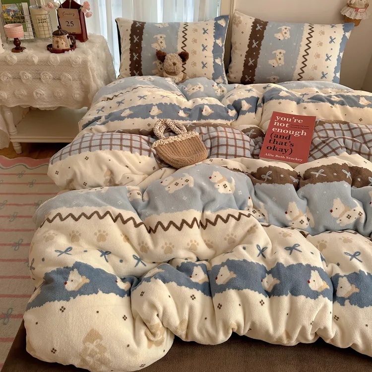 Heart Island【暖冬小宠】秋冬卡通可爱加厚牛奶绒四件套双面绒保暖
