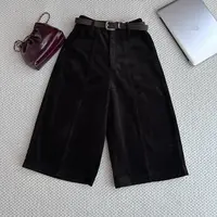 【椿屿凡】秋季韩系简约七分灯芯绒洋气直筒休闲裤