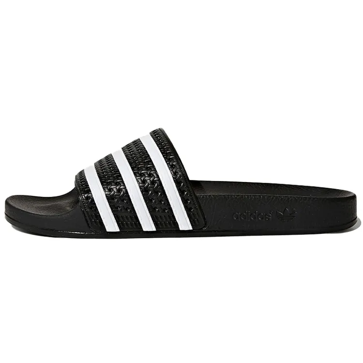 Adidas三叶草Adilette男女搭配意大利产黑白运动条纹拖鞋280647