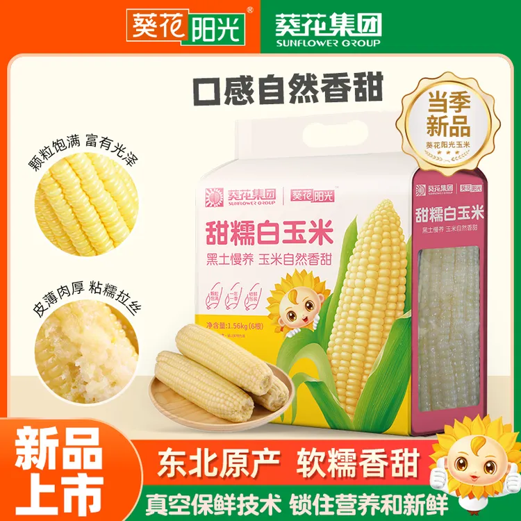 小楠专属葵花阳光新鲜白糯玉米棒香甜软糯东北黏苞米6根装