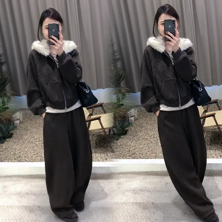 2025秋冬新款时尚显瘦气质网红高档套装女高级百搭宽松大码两件套