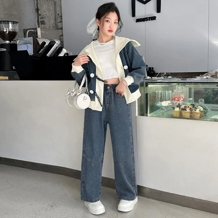 女童春装套装2025新款网红中大童洋气小香风西服两件套潮休闲韩版