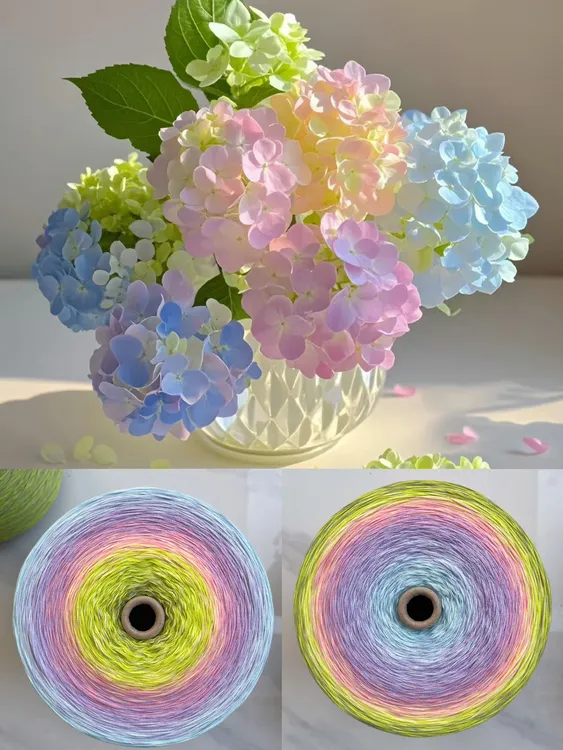 绣球花之无尽夏100%棉8股渐变蛋糕线用于手工钩织披肩毯子衣服等