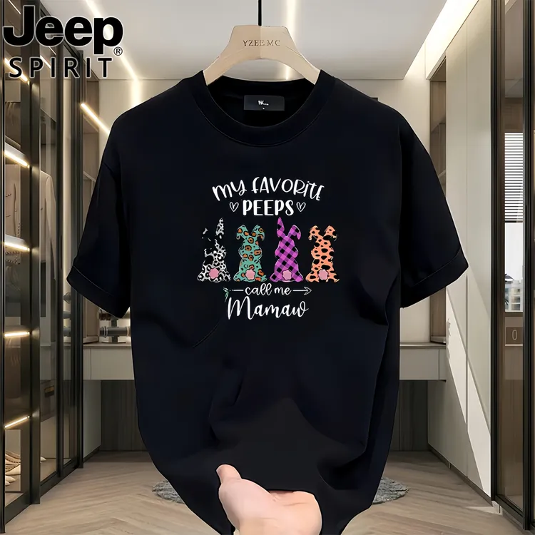 JEEP吉普2025新款T恤男女同款夏季休闲字母彩色兔子潮牌百搭休闲