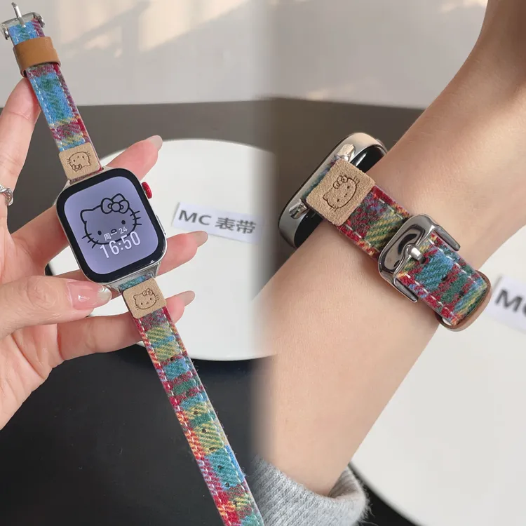 MC表带适用华为fit4格纹可爱4proKT猫华为fit3华为手环10/9/8腕带