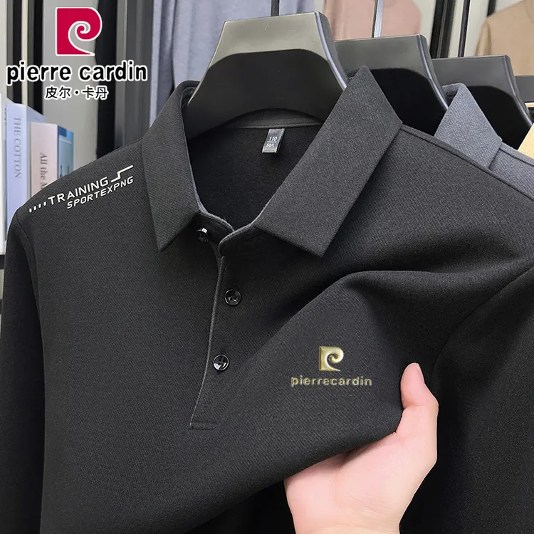 皮尔卡丹长袖t恤男士秋冬新款休闲时尚打底衫加厚翻领男款polo衫