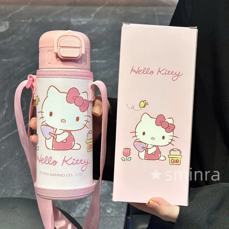 三丽鸥联名保温杯HelloKitty儿童吸管水杯学生上学水壶七夕礼物女