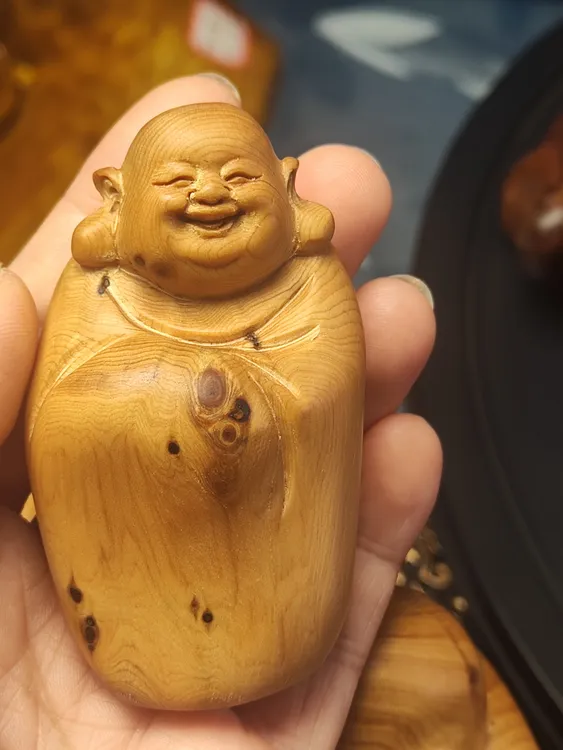 弥勒工艺手工木雕摆件手把件工艺品创意适合家居办公室装饰