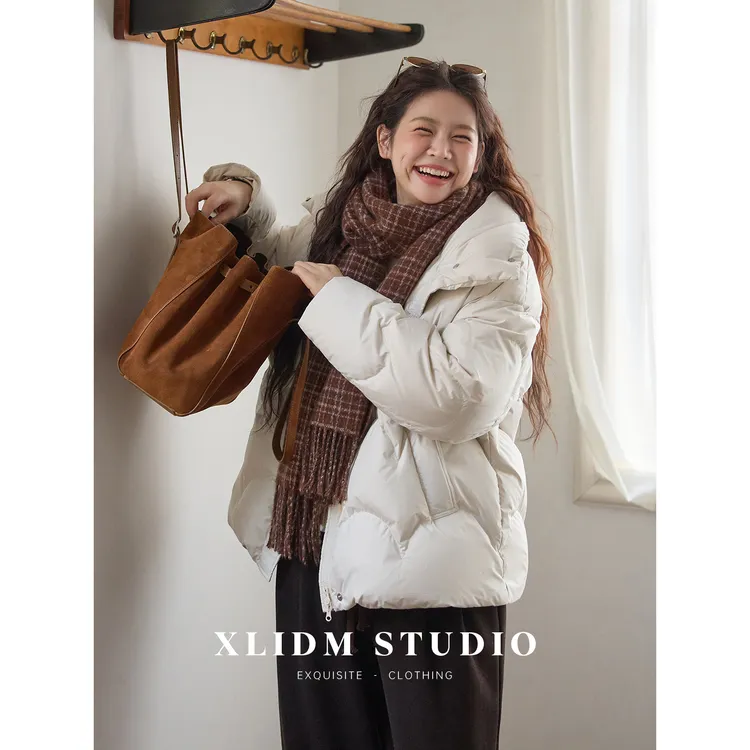 小俪大码 新国标90白鸭绒!冬季轻盈云朵绗缝立领羽绒服DD3C181035