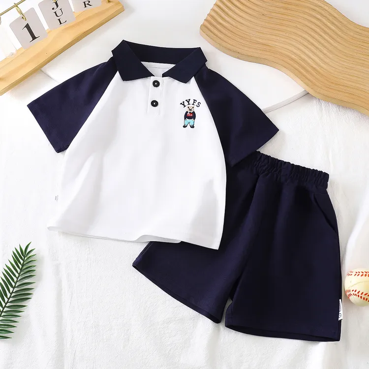 男童夏季套装男孩POLO衫网红2025新款儿童炸街时髦帅气运动潮衣服