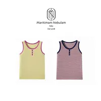 Maritimam Nebulam【霓虹】多巴胺撞色条纹半开门襟弹力背心 SZ2313