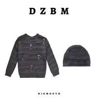 【DZBM】2025早秋新款圆领镂空亮片钻设计配帽子长袖毛衣-S5313