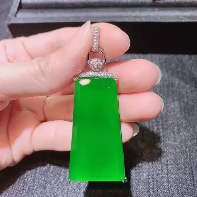CHEN XI【晨玺】手工制作满绿无事牌高冰项链男款女款无事牌吊坠