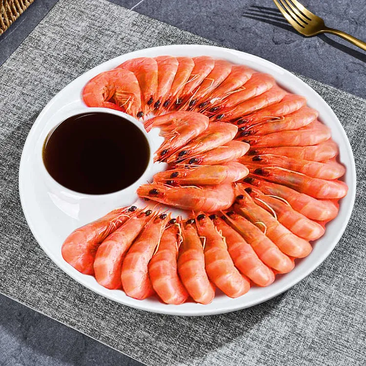 陶瓷饺子盘水饺盘带醋碟家用菜盘双层子母盘薯条盘带格盘可耐高温