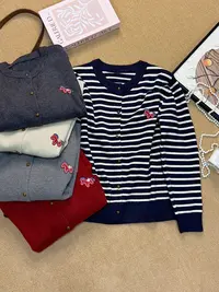 【女王洛克】韩版卡通贴标百搭圆领毛衣洋气减龄针织开衫LK82867