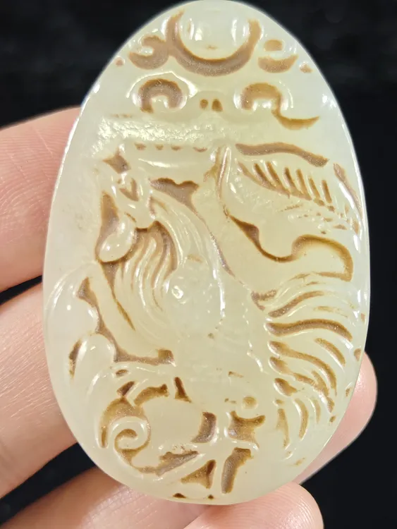 旧藏和田玉金鸡独立玉佩挂件吊坠配饰