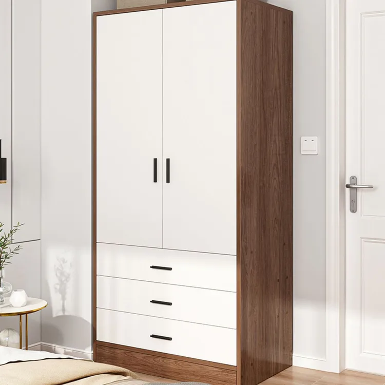 衣柜家用卧室对开门储物柜现代简约出租房小户型简易带抽收纳衣橱
