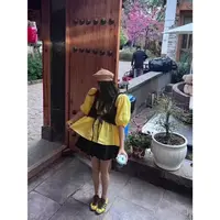 悠悠 韩系甜美蕾丝叠穿背心+泡泡袖小衫两件套装  