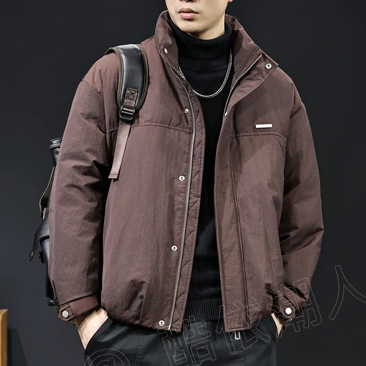 LEIGHZ/雷茨美式复古立领羽绒服男宽松保暖加厚外套冬季防寒