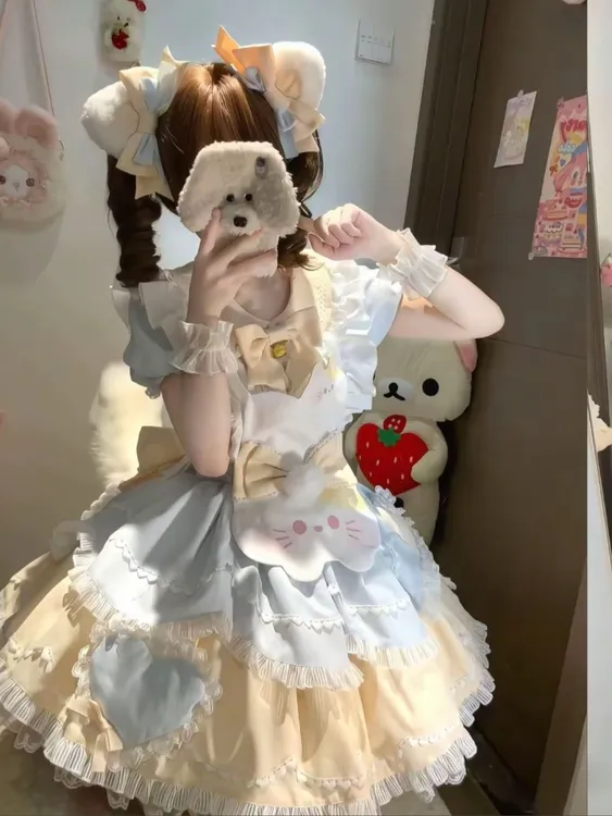 茉汐手工甜茶少女lolita俏皮萌妹甜茶喵公主裙软妹可爱风lo洛丽塔