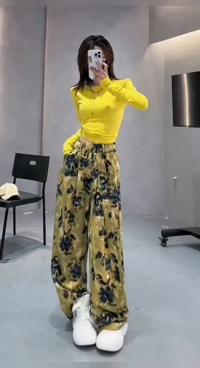 春季高腰显瘦大码百搭宽松时尚阔腿裤