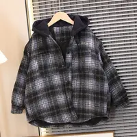 儿童棉衣2025新款男童冬装加厚夹棉外套中大童格子保暖棉服宽松潮