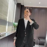 IMFLY金小金自制女装 西装DYW9802早秋韩系V领松弛感西服外套