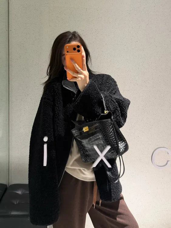 BIG WHITE REMADE“麦斯可可”100绵羊毛法式奢感时尚外套D5L1020