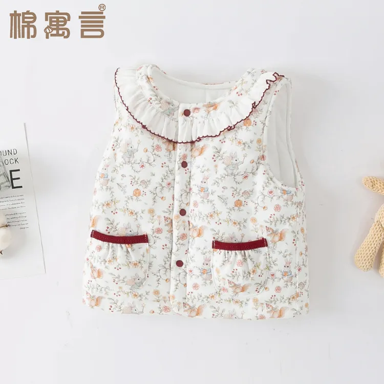 女童马夹秋冬加厚内搭外穿坎肩洋气夹棉上衣保暖儿童背心宝宝马甲