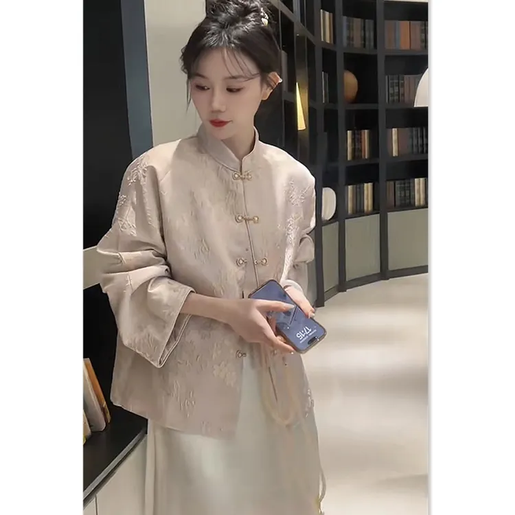 新中式国风紫色外套女2025秋季独特漂亮短款休闲上衣