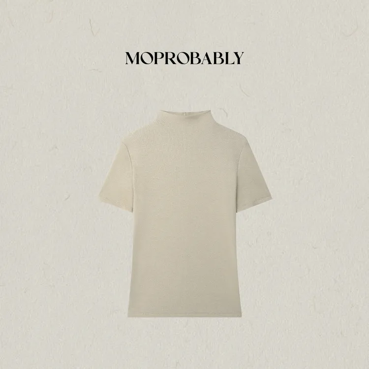Moprobably李予诺「无署」“莱赛尔+亚麻”简约通勤短袖T恤L5347032