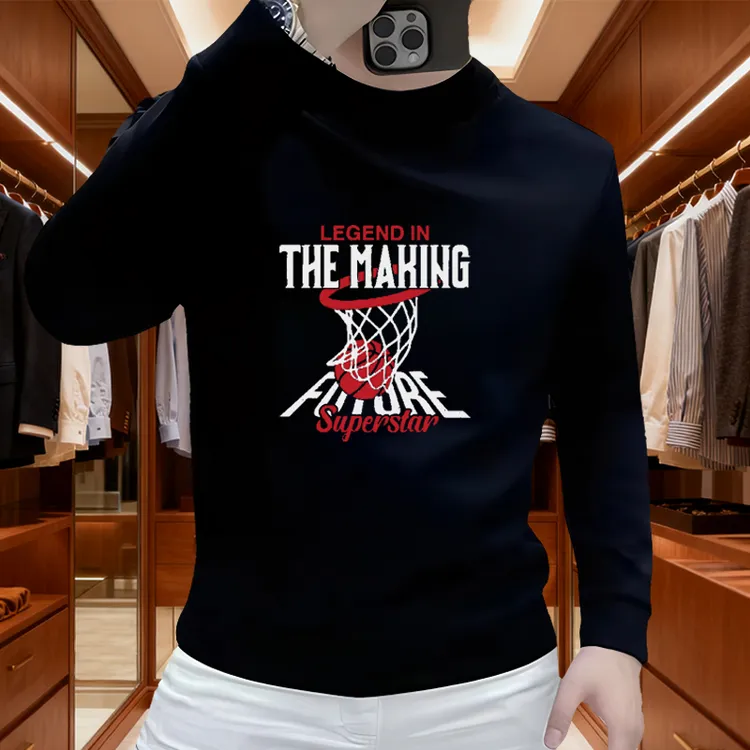 高档次男装卫衣2025秋冬季新款印花长袖宽松百搭加绒舒适上衣服男