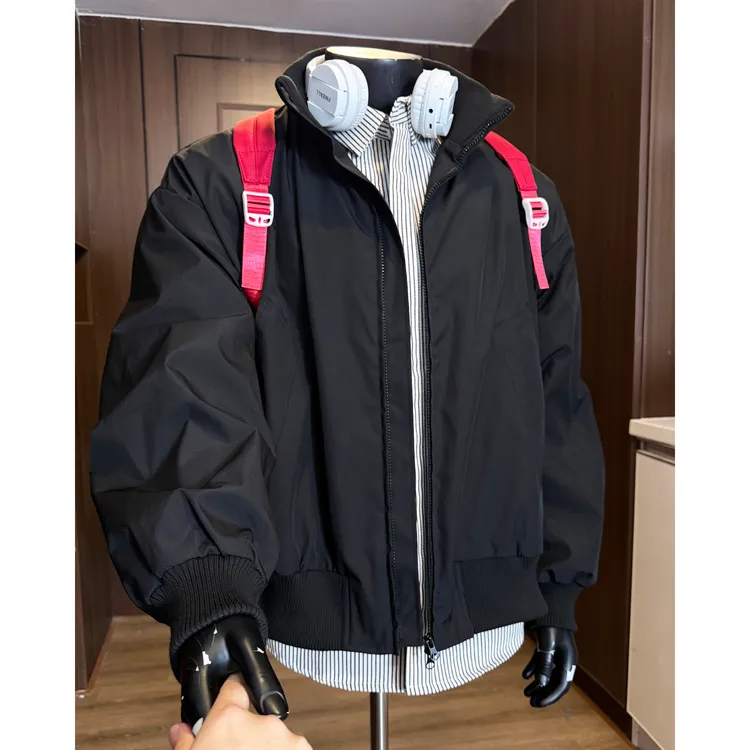 cleanfit短款飞行员夹克男款春秋冬季夹棉棉服潮牌棒球服立领外套