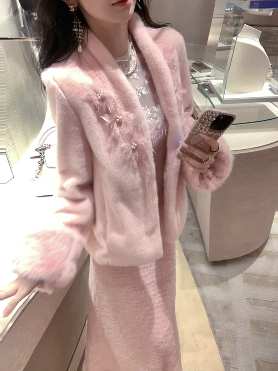 人造皮草 【雅乔定制】温柔乡 仿貂毛环保皮草外套女DYYY-250851096